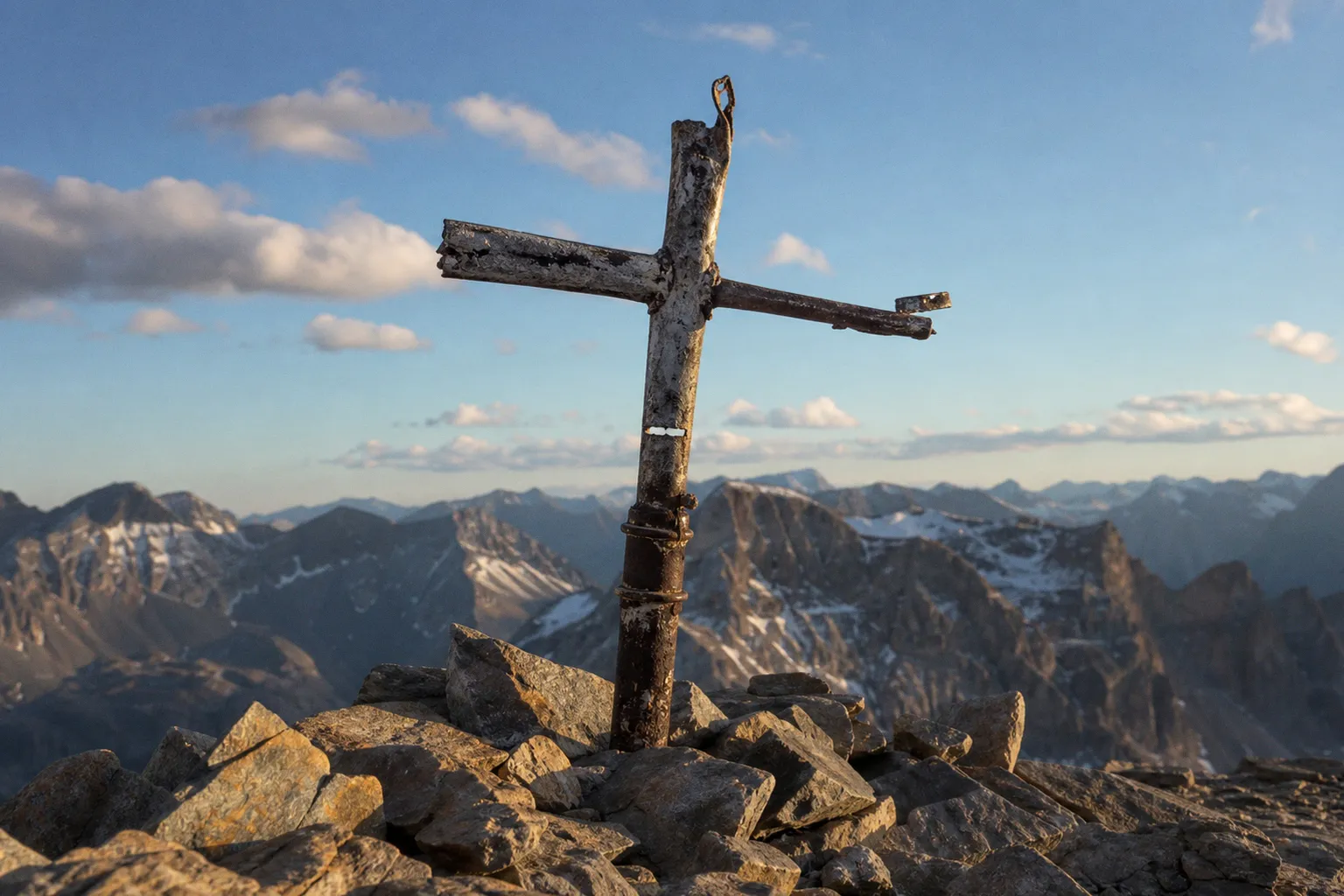 Vieux Chaillol : la croix sommitale dégradée à 3 000 mètres d'altitude